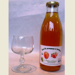 Jus de pommes et FRAISES en bouteilles de verre - 1L
