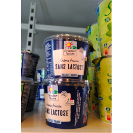 Crème fraiche SANS LACTOSE - 20cl - bio - Grandeur Nature